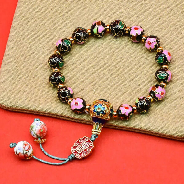 Cloisonné Enamel Wire-Wrapped Bracelet - Blossom Series, Multiple Colors Available