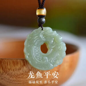 1e5ee5ec-c23a-47fb-b986-cce5ab0c7bfd.jpg New Style Hetian Jade Exquisite 'Happiness and Fortune' Dragon Fish Peace Pendant - Perfect Birthday Gift for Family and Loved Ones