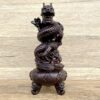 The Ebony Wood Carving Dragon Coiling around the Chinese Dragon Head and Censer Ornament with Treasure Basin, a Wooden Decoration for the Living Room.