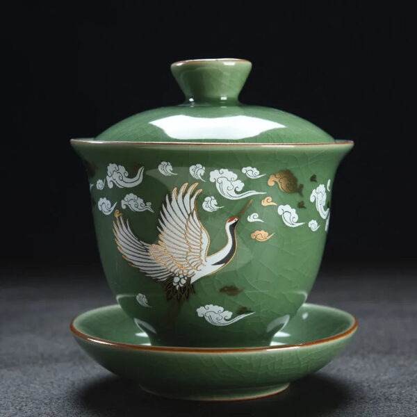 257686d2-b664-4efa-929e-7c49de9e7b58.jpg High-end Ge Kiln cracked Chinese whole tea tray kung fu tea set, household ceramic tea cups, celadon tea brewing artifact。