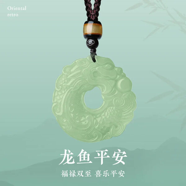 New Style Hetian Jade Exquisite 'Happiness and Fortune' Dragon Fish Peace Pendant - Perfect Birthday Gift for Family and Loved Ones