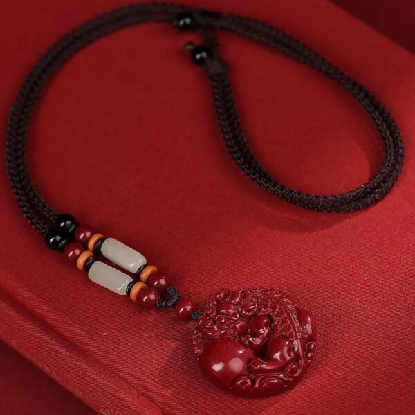 Fortune - enhancing and Wealth - attracting Cinnabar Pixiu Pendant. The responsive Pixiu hanging ornament is a lucky - turning accessory suitable for both men and women, made of purple cinnabar.