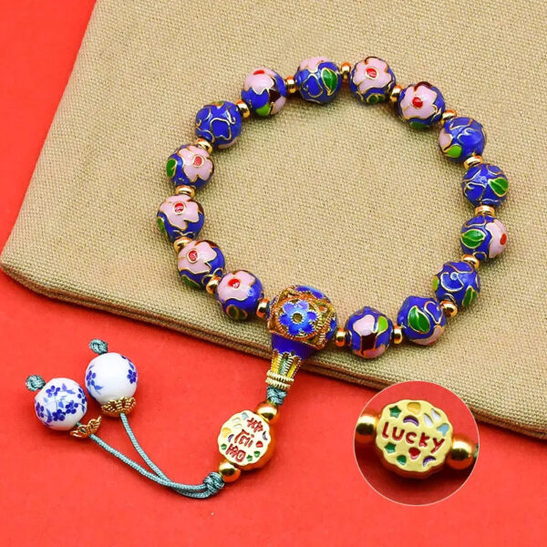 Cloisonné Enamel Wire-Wrapped Bracelet - Blossom Series, Multiple Colors Available