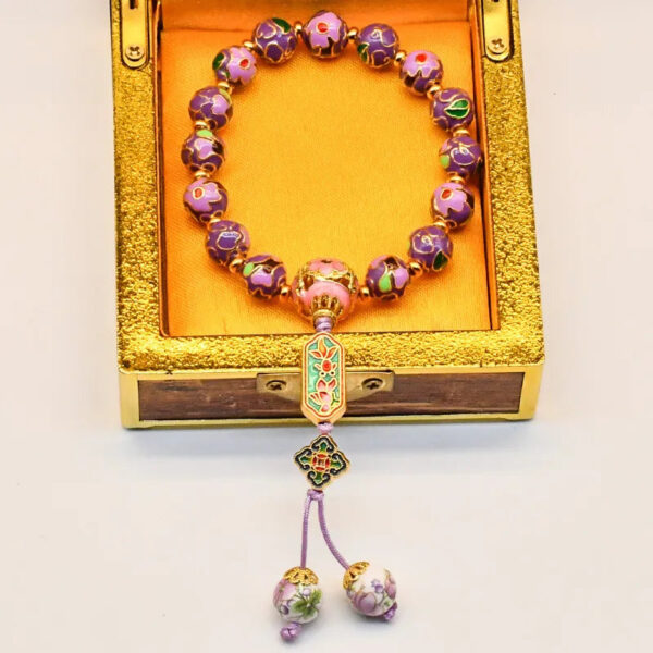 Cloisonné Enamel Wire-Wrapped Bracelet - Blossom Series, Multiple Colors Available