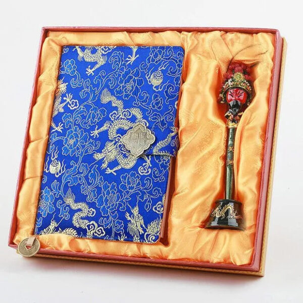 Nanjing Gift - Yunjin Brocade Notebook & Peking Opera Facial Mask Pen Gift Set, Chinese-Style Specialty Gift for Overseas