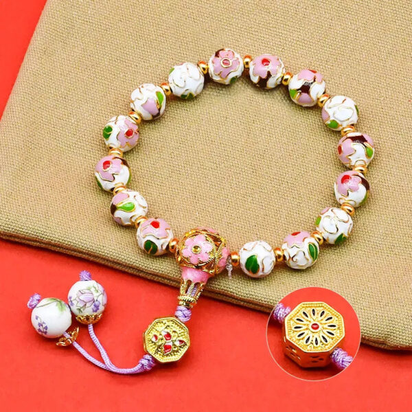 Cloisonné Enamel Wire-Wrapped Bracelet - Blossom Series, Multiple Colors Available