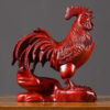 Red rosewood carving rooster ornaments, wooden rooster of the Chinese zodiac, solid wood ebony big rooster, handicrafts for home decoration in the living room.