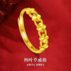999 Pure Gold Ring for Women. The Carved Flower Four-Leaf Clover Ring shines brightly. It's an adjustable gold finger ring, a perfect gift for your girlfriend.