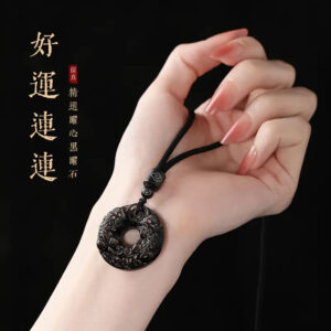 4a71ffc5-c802-448b-abe5-62e51df4b1d8.jpg Natural Obsidian Double - sided Pixiu Peace - buckle Pendant, suitable for men's necklaces and women's crystal - adorned hanging ornaments