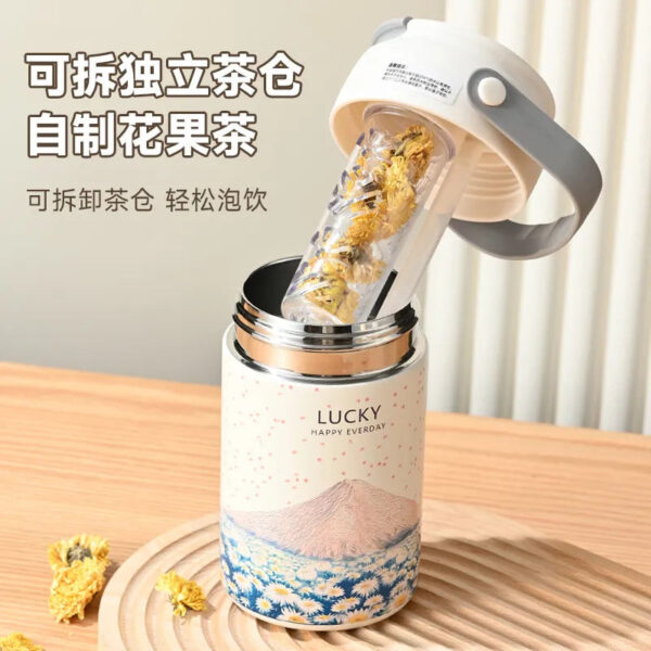 4ad5e234-258a-44ed-bd8d-81e104dd898e.jpg 316 Stainless Steel Ins Fashionable Flower Tea Thermos Cup for Women with Tea Strainer, Goji Berry, Tea Infusing and Tea Water Separation, Ideal for Gift-giving