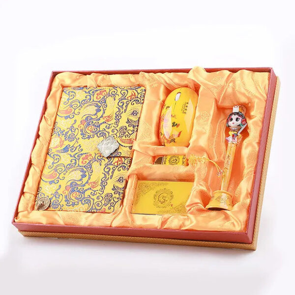 Dianzhuo Yunjin Brocade 5-Piece Set - Notebook, Mouse & USB Drive, Chinese-Style Gift for Corporate Annual Meetings & Overseas