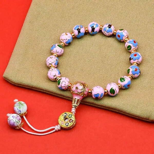 Cloisonné Enamel Wire-Wrapped Bracelet - Blossom Series, Multiple Colors Available