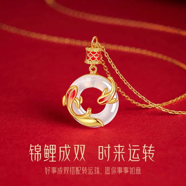 Zhenshangyin S925 Koi - themed Peace - buckle Pendant Necklace, an elegant and luxurious new addition