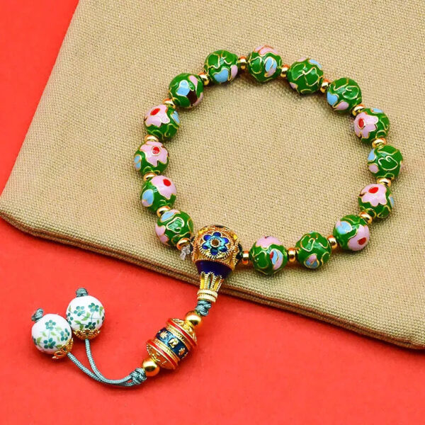 Cloisonné Enamel Wire-Wrapped Bracelet - Blossom Series, Multiple Colors Available