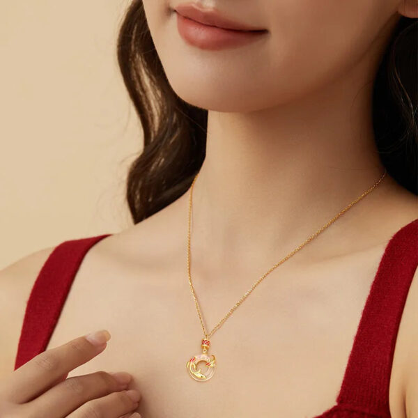 Zhenshangyin S925 Koi - themed Peace - buckle Pendant Necklace, an elegant and luxurious new addition