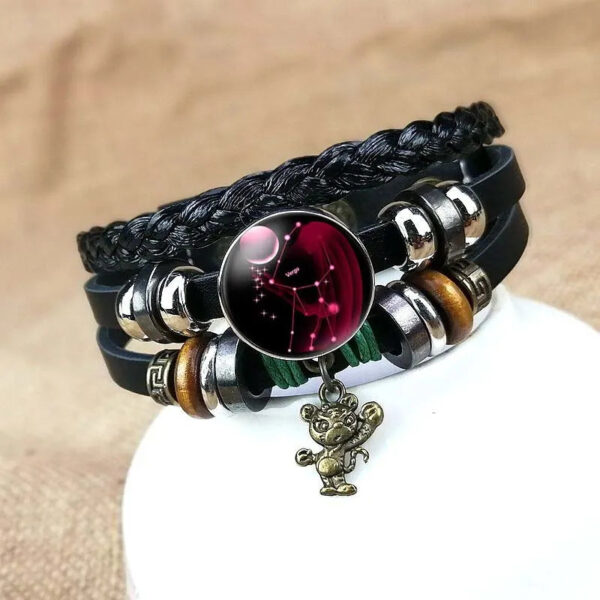 "Luminous Constellation & Zodiac" 12-Star Sign Couple Bracelets - Braided Retro Style for Unisex