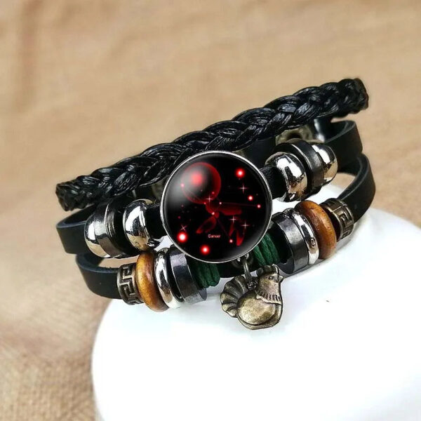 "Luminous Constellation & Zodiac" 12-Star Sign Couple Bracelets - Braided Retro Style for Unisex