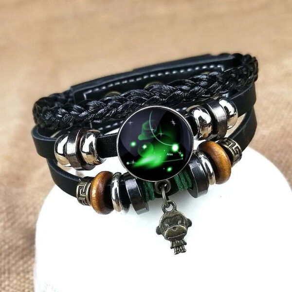 "Luminous Constellation & Zodiac" 12-Star Sign Couple Bracelets - Braided Retro Style for Unisex