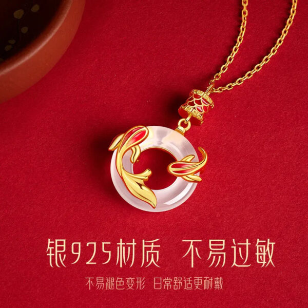 Zhenshangyin S925 Koi - themed Peace - buckle Pendant Necklace, an elegant and luxurious new addition
