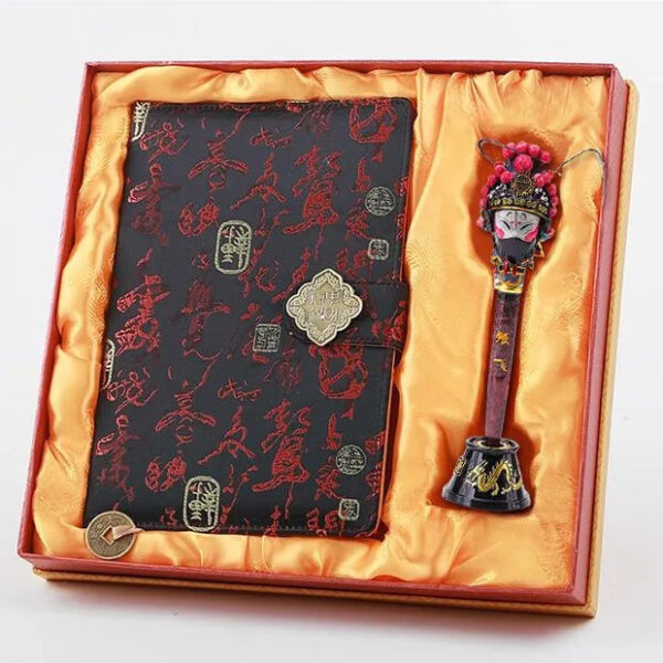 Nanjing Gift - Yunjin Brocade Notebook & Peking Opera Facial Mask Pen Gift Set, Chinese-Style Specialty Gift for Overseas