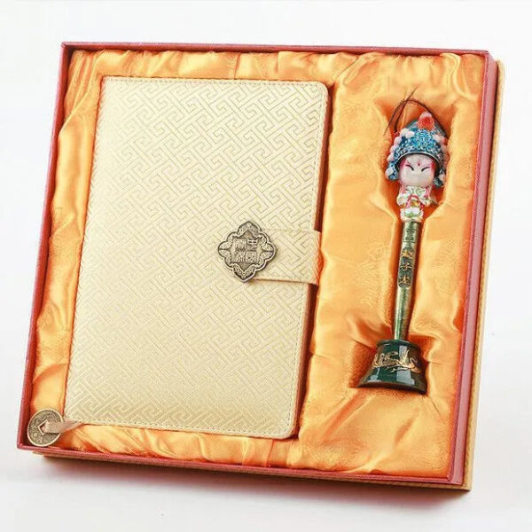 Nanjing Gift - Yunjin Brocade Notebook & Peking Opera Facial Mask Pen Gift Set, Chinese-Style Specialty Gift for Overseas