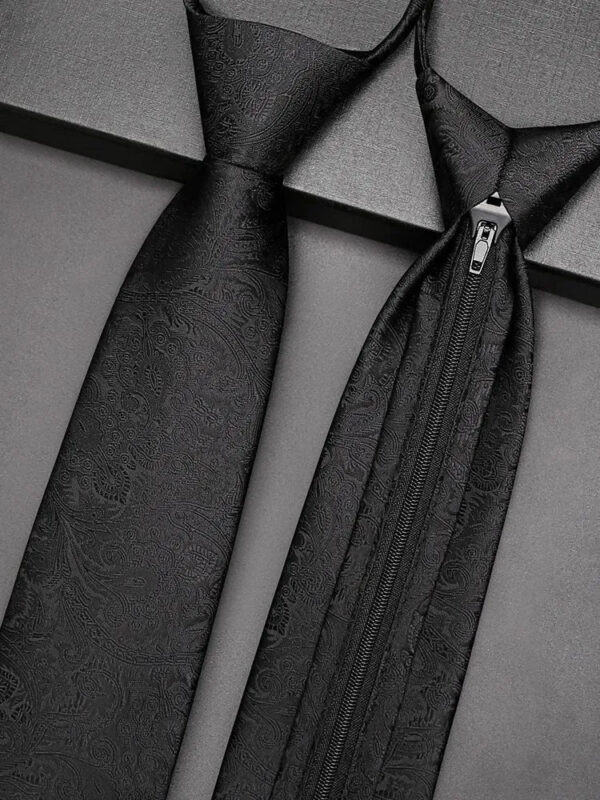 Premium Black Tie with Lucky Koi Fish - Zippered No-Tie Design, Ideal for Grooms, Men's Formal/Business Attire, Engagement Wedding Gift