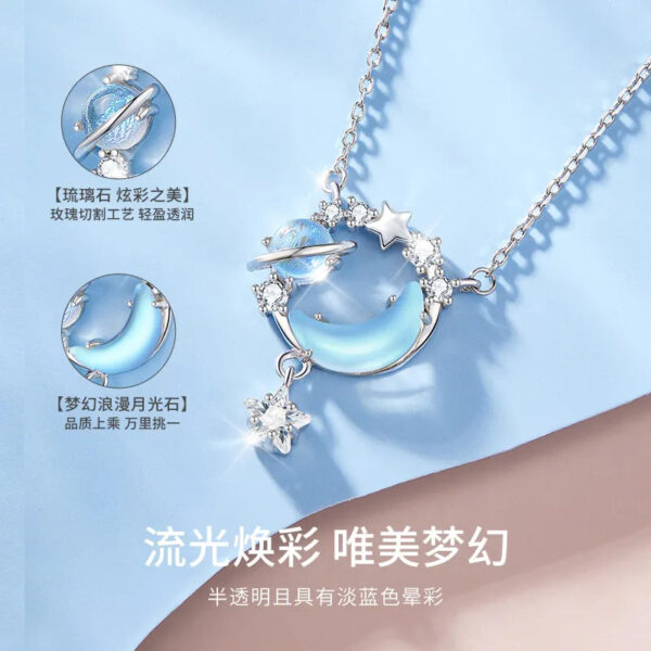 AIF 999 Silver Necklace for Women, Dreaming of the Galaxy Design, High-End and Luxury, New Year's Gift。