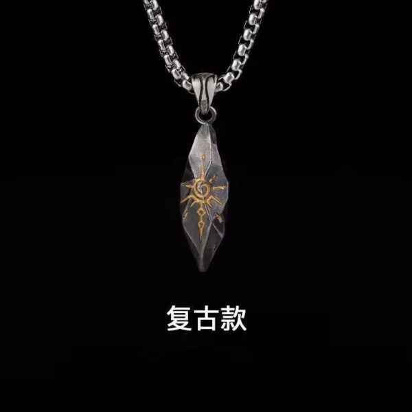 Vintage wishing stone necklace, personalized and handsome meteorite color-matching pendant for men's neck, hip-hop sweater accessory