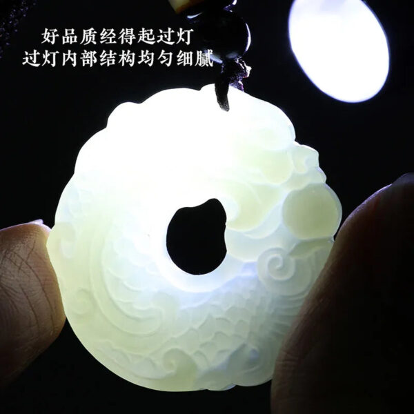 New Style Hetian Jade Exquisite 'Happiness and Fortune' Dragon Fish Peace Pendant - Perfect Birthday Gift for Family and Loved Ones