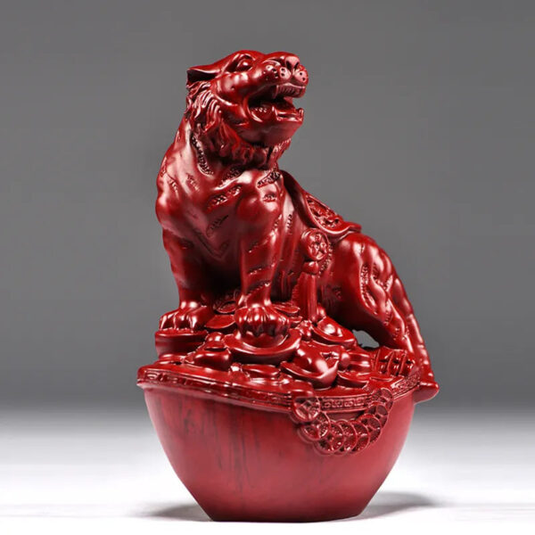 Mahogany carving tiger ornaments, for home decoration in the living room. It's the tiger among the twelve Chinese zodiac animals, which can safeguard the house, attract wealth and serve as tabletop decorations for gifts. They are solid wood handicrafts.